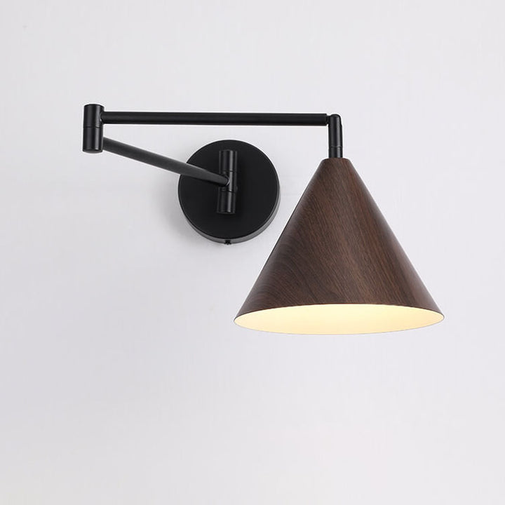 Contemporary Nordic Cone Swing Arm Wall Sconce Lamp Iron 1-Light