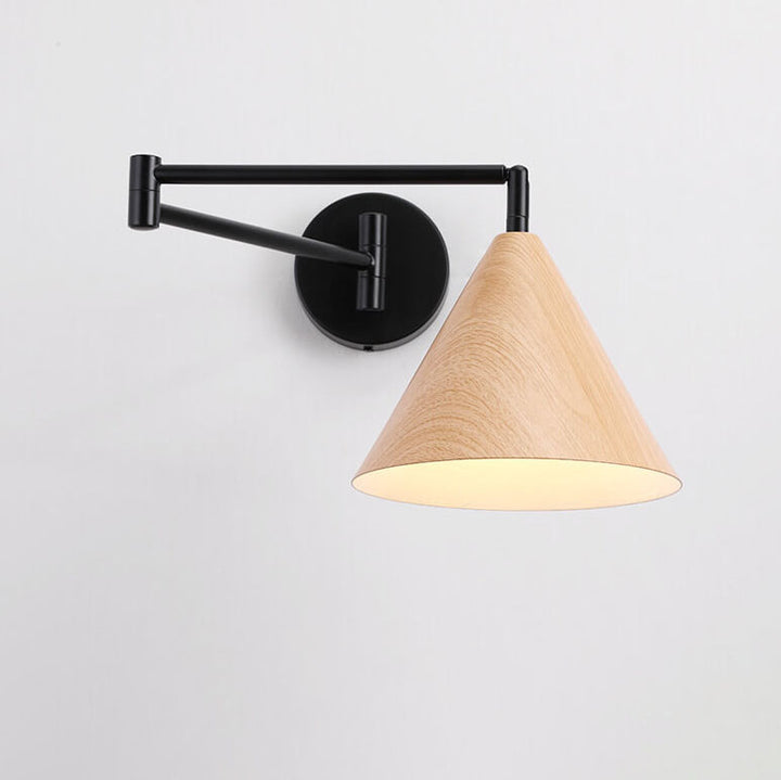 Contemporary Nordic Cone Swing Arm Wall Sconce Lamp Iron 1-Light