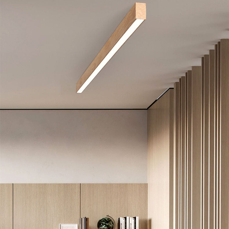 Modern Minimalist LED Flush Mount Ceiling Light Woodgrain Aluminum Acrylic