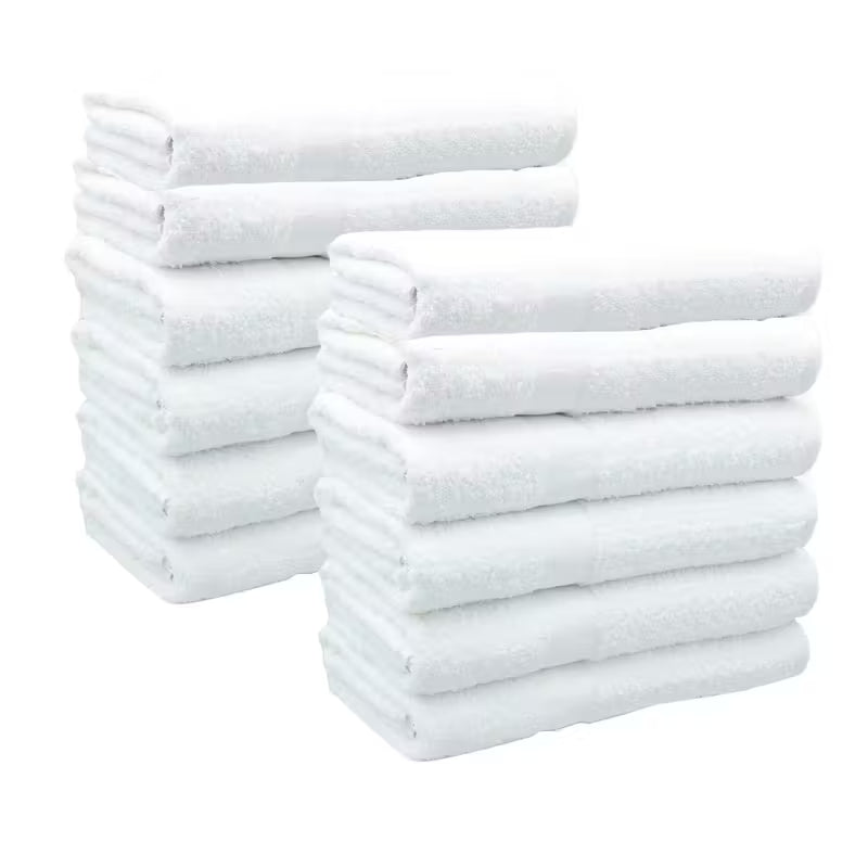12-Pack Commercial Bath Towels – 8lb Durable 24x48 Guest Towels