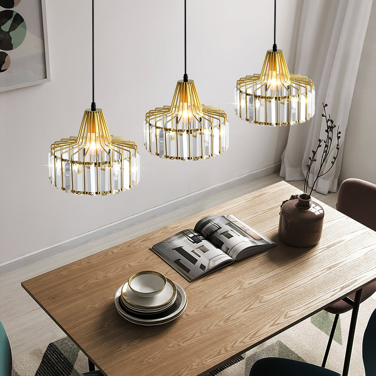 Lampsmodern-UK Modern Crystal Pendant Light Iron Frame 1-Light