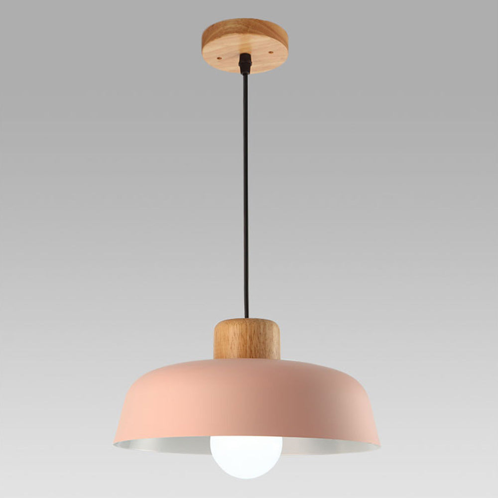 Lampsmodern-UK Nordic Wooden Pendant Light Aluminum Accents D11.8 H5.5in