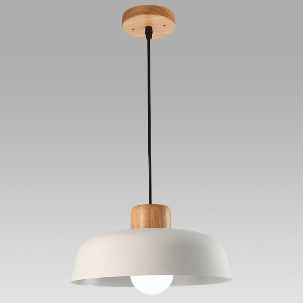 Lampsmodern-UK Nordic Wooden Pendant Light Aluminum Accents D11.8 H5.5in