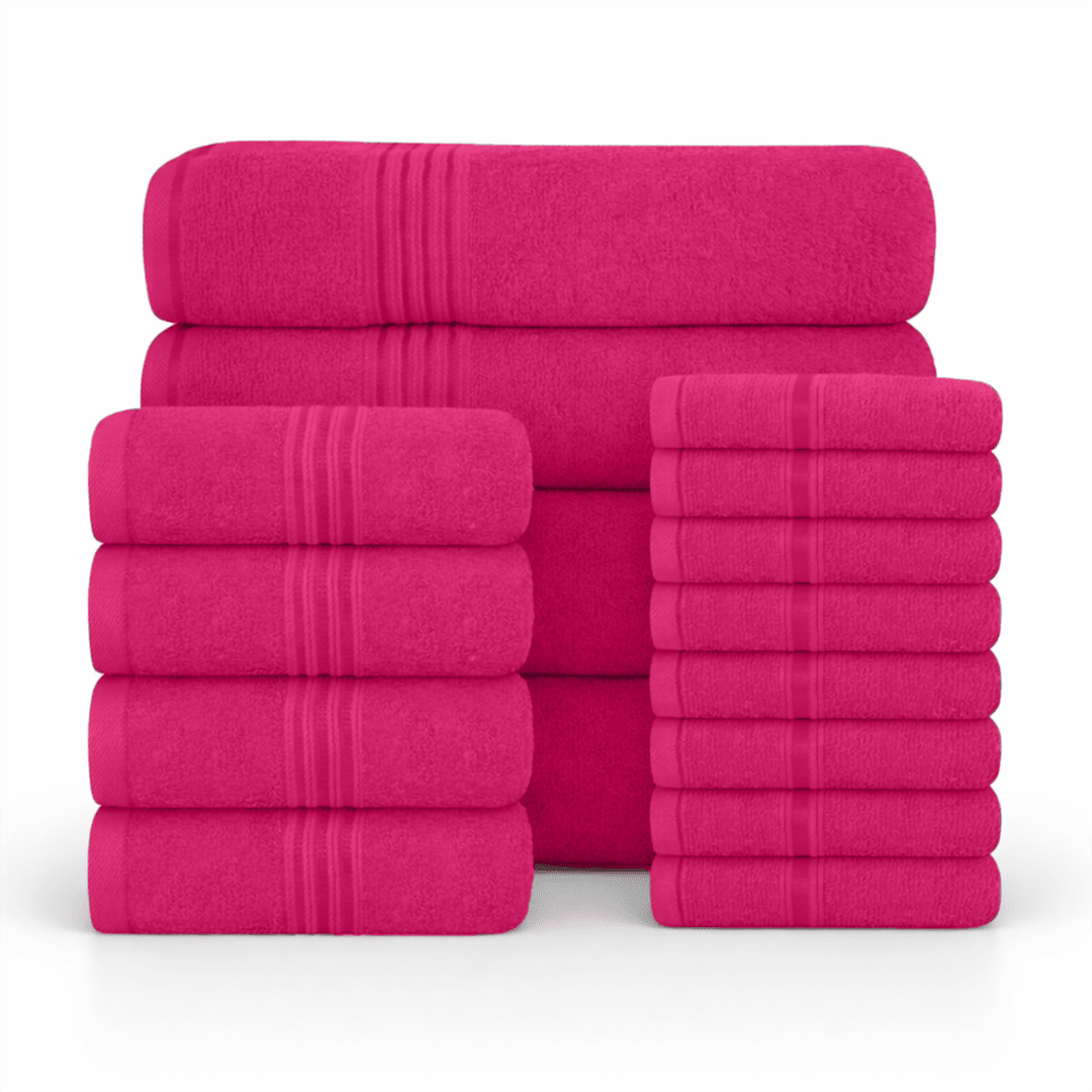 16 Piece Cotton Bath Towel Set - Plush, Absorbent, Quick - Drying Luxury - Bath Towels - Hurbane Home