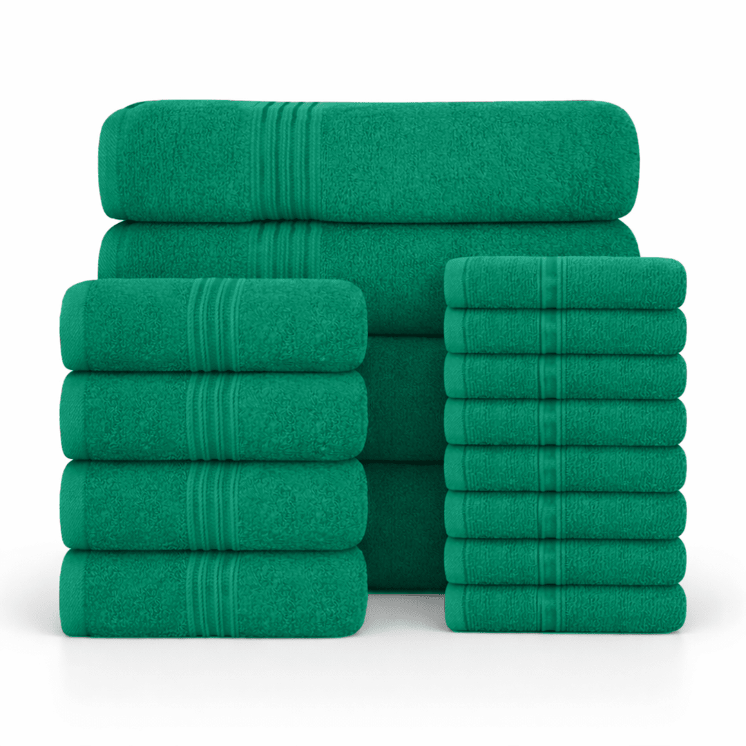 16 Piece Cotton Bath Towel Set - Plush, Absorbent, Quick - Drying Luxury - Bath Towels - Hurbane Home