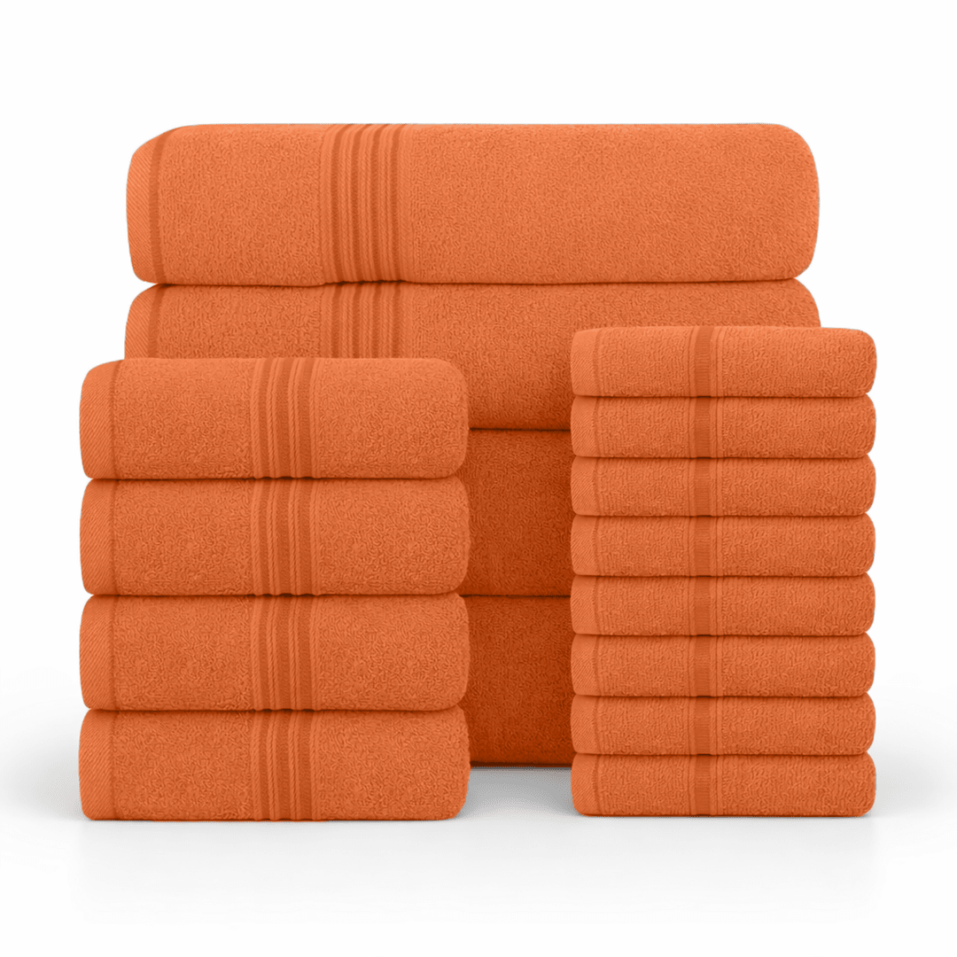 16 Piece Cotton Bath Towel Set - Plush, Absorbent, Quick - Drying Luxury - Bath Towels - Hurbane Home