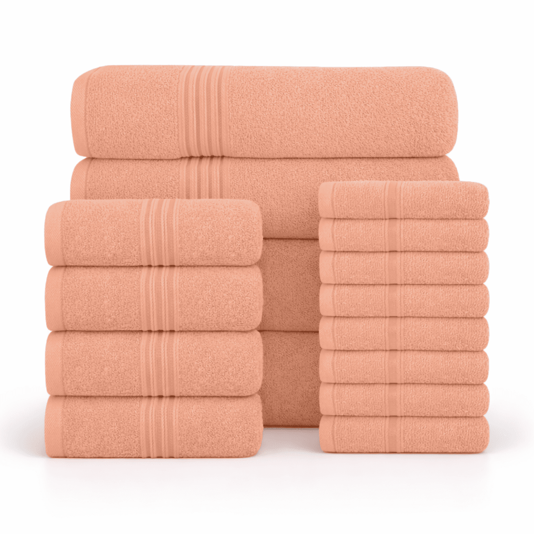 16 Piece Cotton Bath Towel Set - Plush, Absorbent, Quick - Drying Luxury - Bath Towels - Hurbane Home