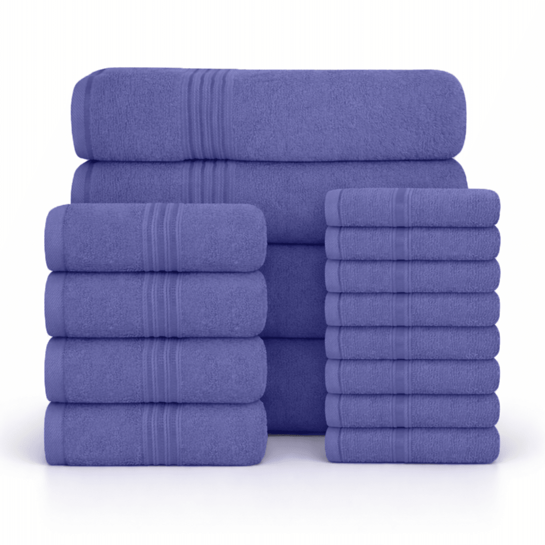 16 Piece Cotton Bath Towel Set - Plush, Absorbent, Quick - Drying Luxury - Bath Towels - Hurbane Home