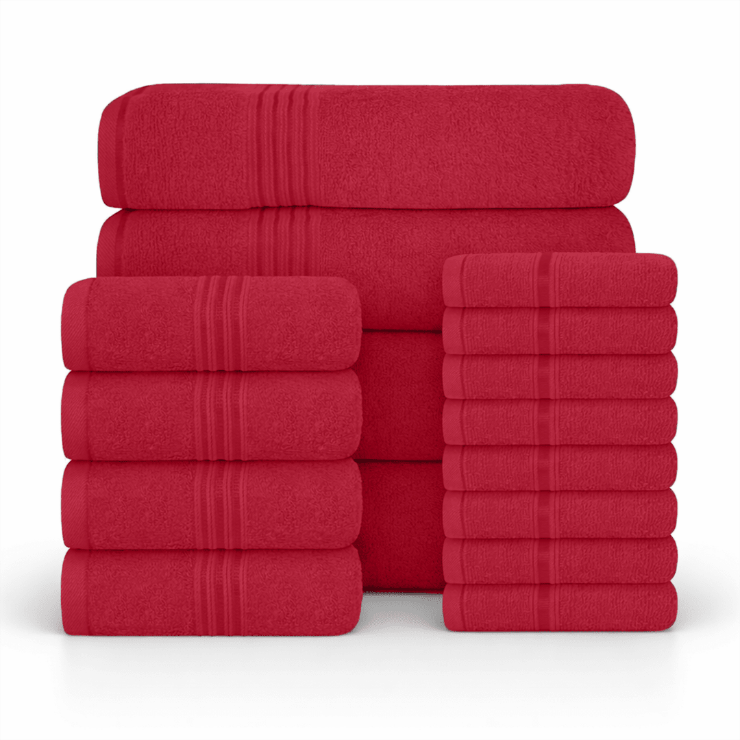 16 Piece Cotton Bath Towel Set - Plush, Absorbent, Quick - Drying Luxury - Bath Towels - Hurbane Home