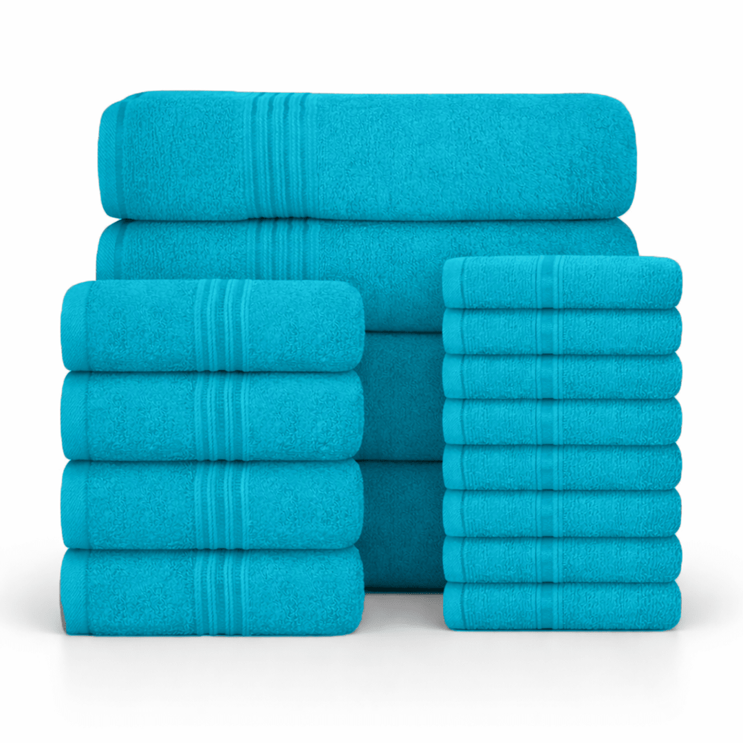 16 Piece Cotton Bath Towel Set - Plush, Absorbent, Quick - Drying Luxury - Bath Towels - Hurbane Home
