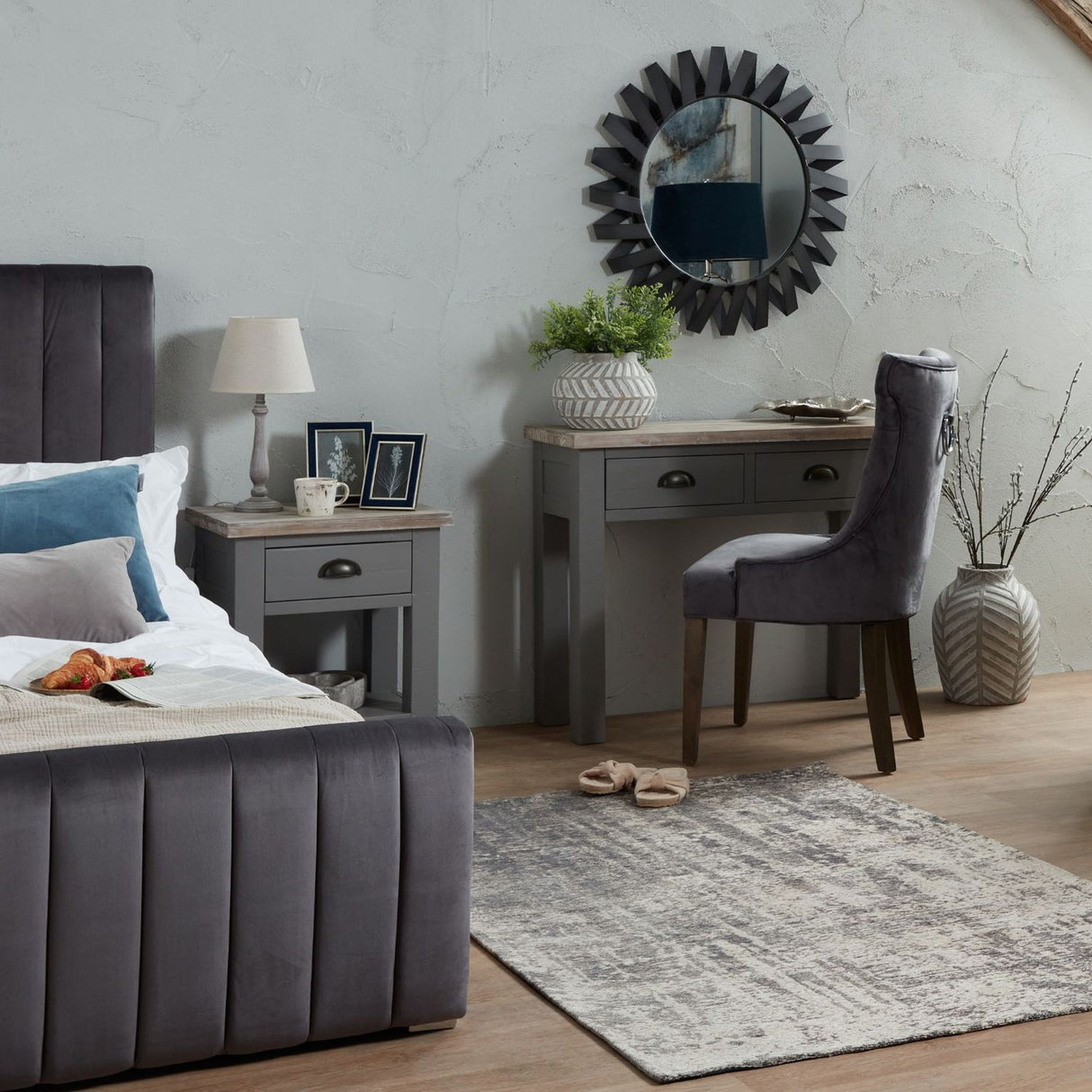 Whitewash Wooden Teos Table Lamp with Linen Shade Rustic Charm