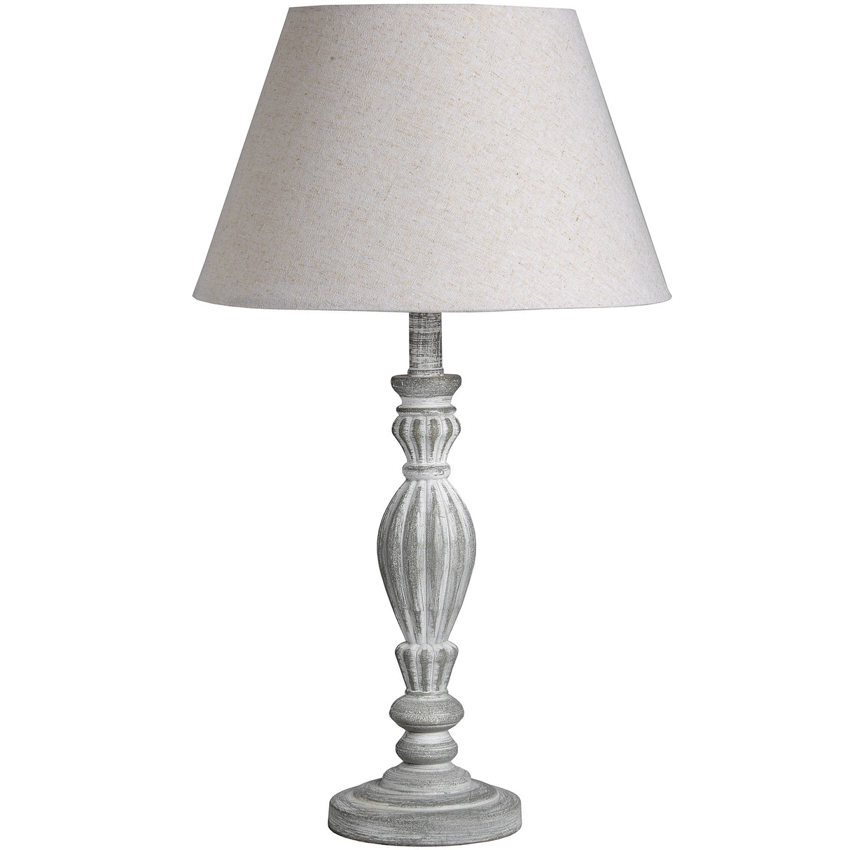 Weathered Wood Aegina Table Lamp with Linen Shade, E14