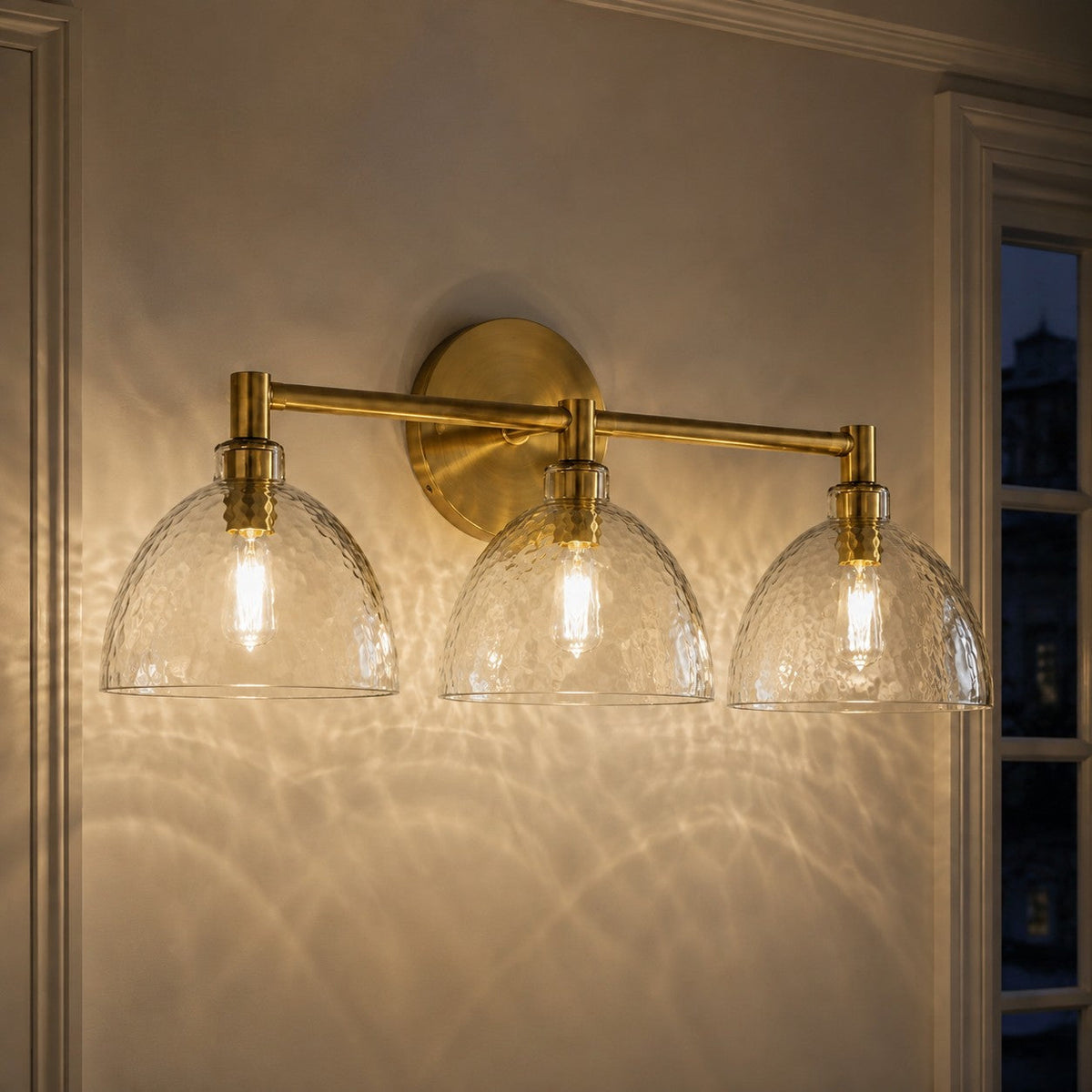 Brass seeded glass dome sconce detail view 13 showing finish and construction
