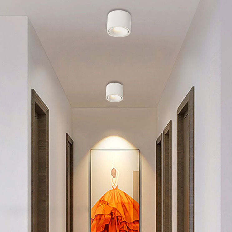 Modern Minimalist Round Adjustable LED Flush Mount Spotlight Aluminum 1-Light