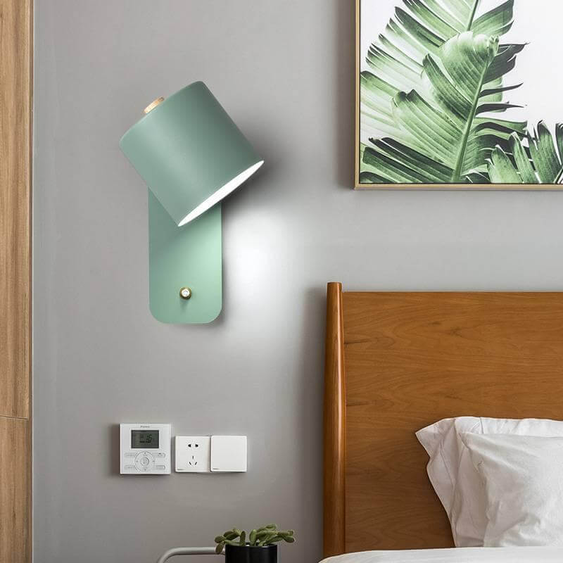 Nordic Macaron Cylinder Rotatable Wall Sconce Lamp Metal 9.8in