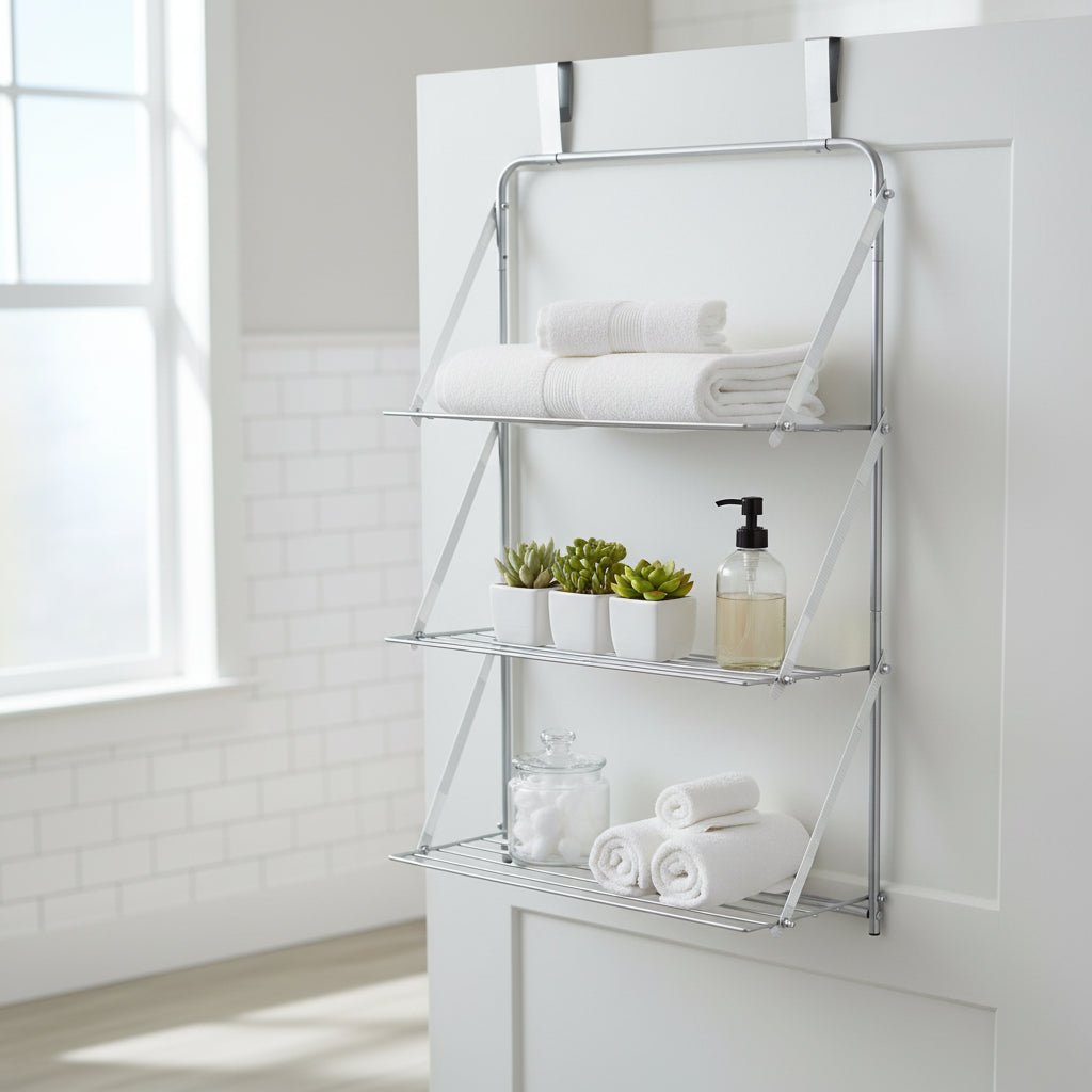 3 - Tier Over Door Towel Drying Rack - Space - Saving Stainless Steel Hanger - folding drying rack - Hurbane Home
