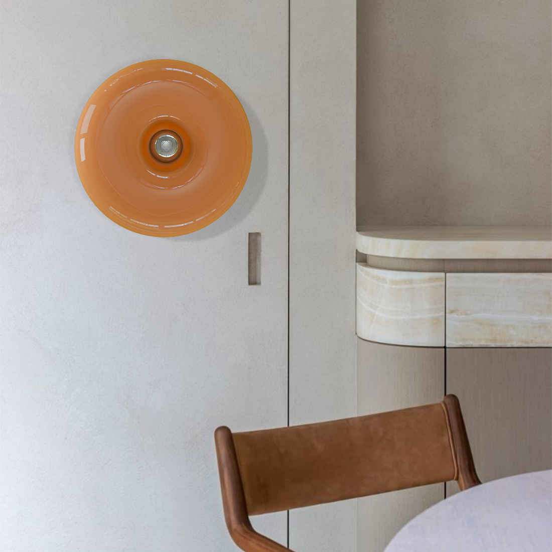 Round Glass Dimmable Wall Lamp Modern Donut LED Sconce
