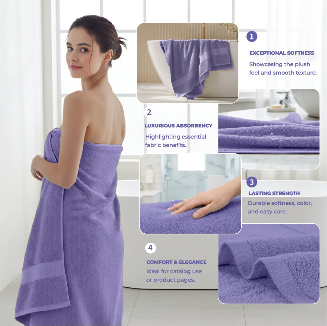 4 - Piece Extra Large Bath Sheets - 100% Cotton, 550 GSM, 35x70 Inch Towels - Bath Towels - Hurbane Home