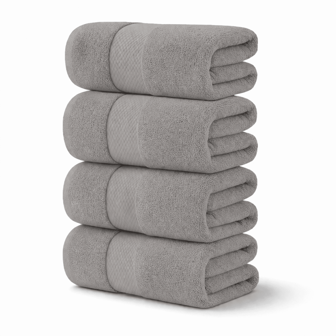 4 - Piece Extra Large Bath Sheets - 100% Cotton, 550 GSM, 35x70 Inch Towels - Bath Towels - Hurbane Home
