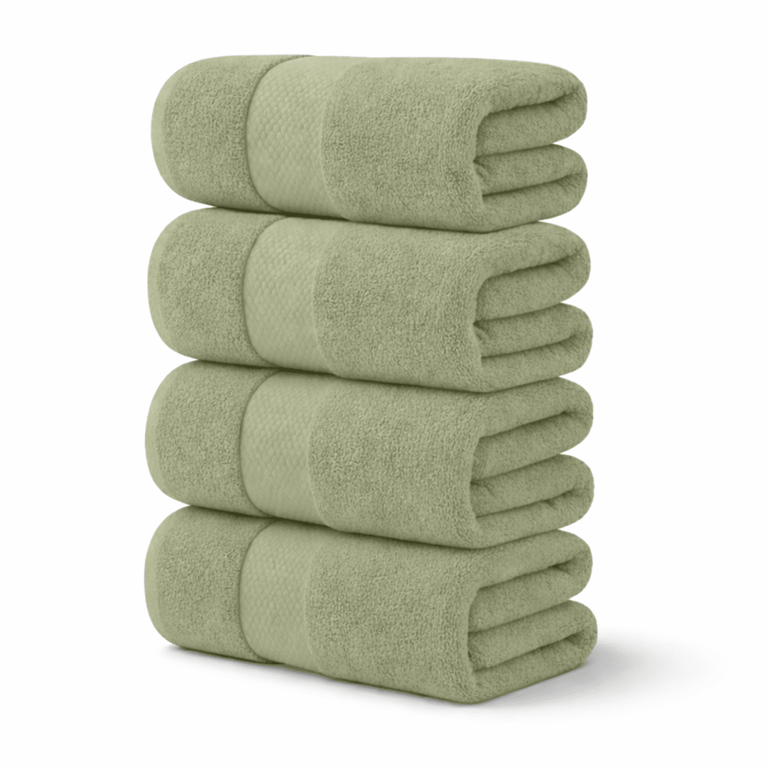 4 - Piece Extra Large Bath Sheets - 100% Cotton, 550 GSM, 35x70 Inch Towels - Bath Towels - Hurbane Home