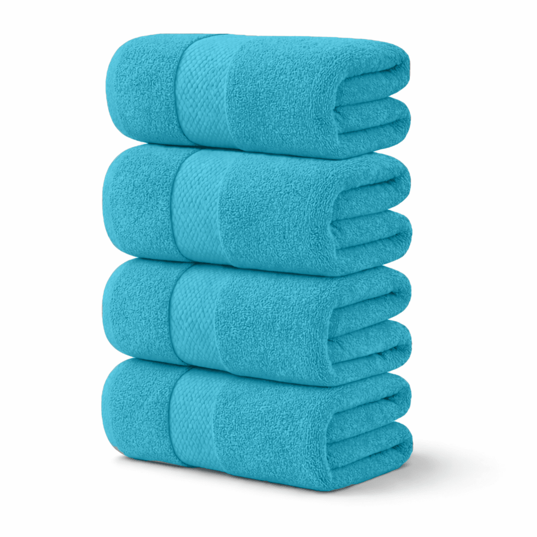 4 - Piece Extra Large Bath Sheets - 100% Cotton, 550 GSM, 35x70 Inch Towels - Bath Towels - Hurbane Home