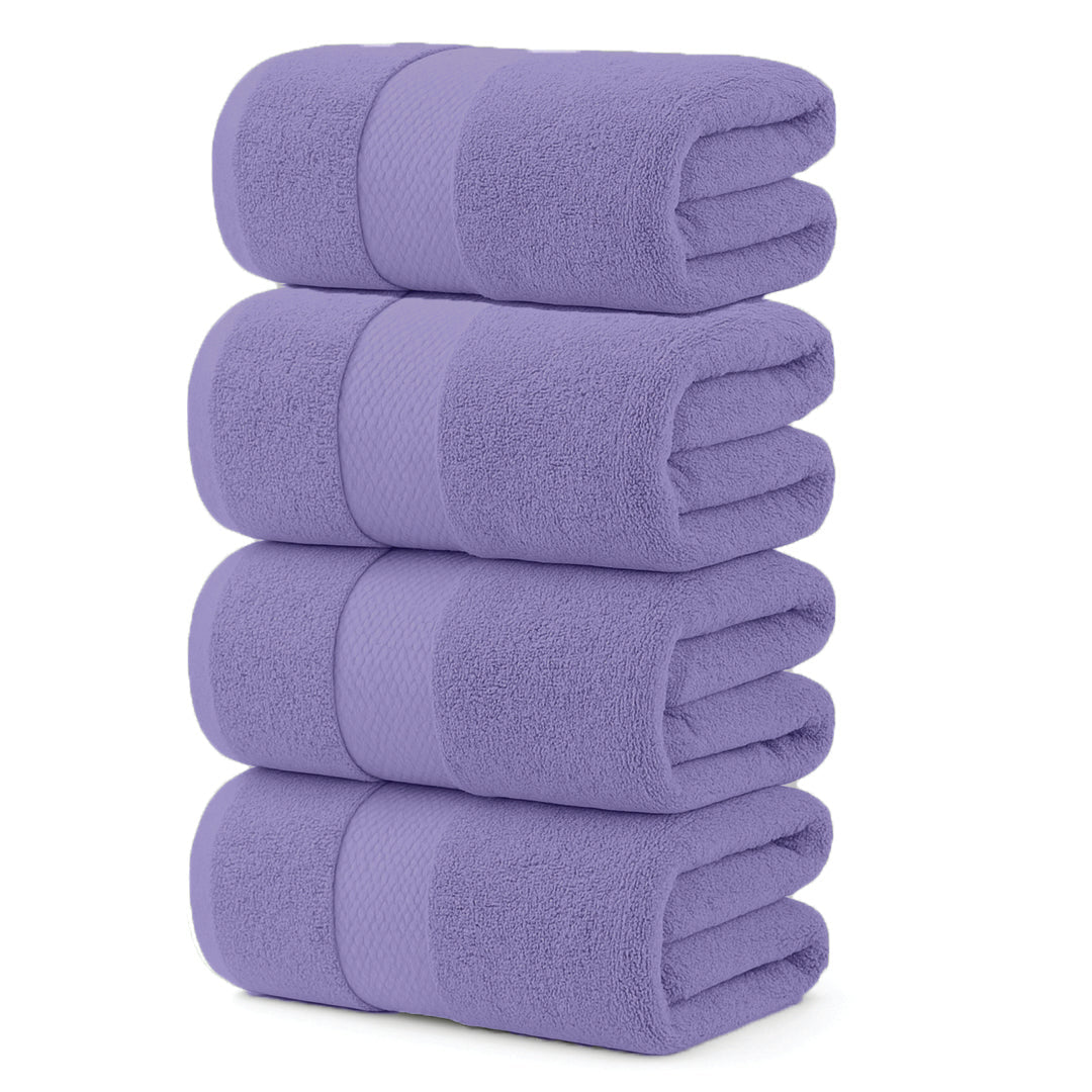 4 - Piece Extra Large Bath Sheets - 100% Cotton, 550 GSM, 35x70 Inch Towels - Bath Towels - Hurbane Home