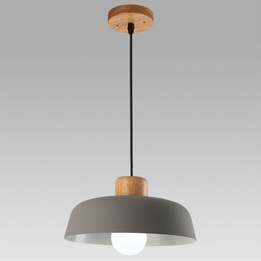 Lampsmodern-UK Nordic Wooden Pendant Light Aluminum Accents D11.8 H5.5in