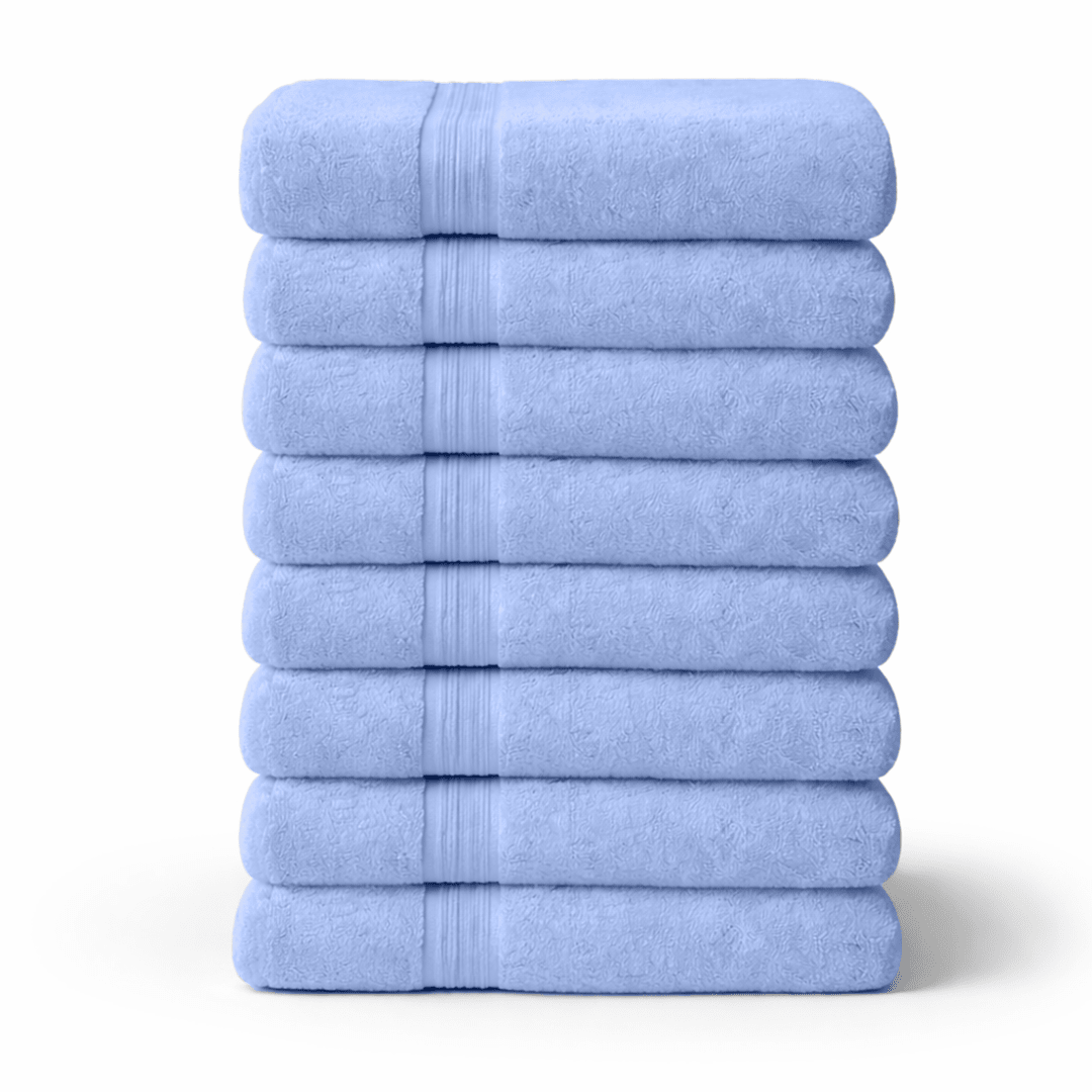 8 - Piece Large Bath Towels - Cotton Towel Set, 550 GSM, Soft & Absorbent - Bath Towels - Hurbane Home