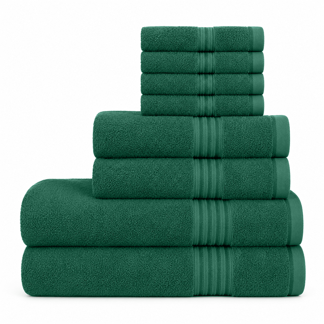 8 - Piece Luxury Cotton Towel Set – Soft, Quick - Dry & Absorbent - 8 piece Towels - Hurbane Home