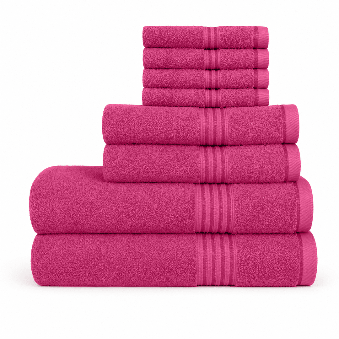 8 - Piece Luxury Cotton Towel Set – Soft, Quick - Dry & Absorbent - 8 piece Towels - Hurbane Home