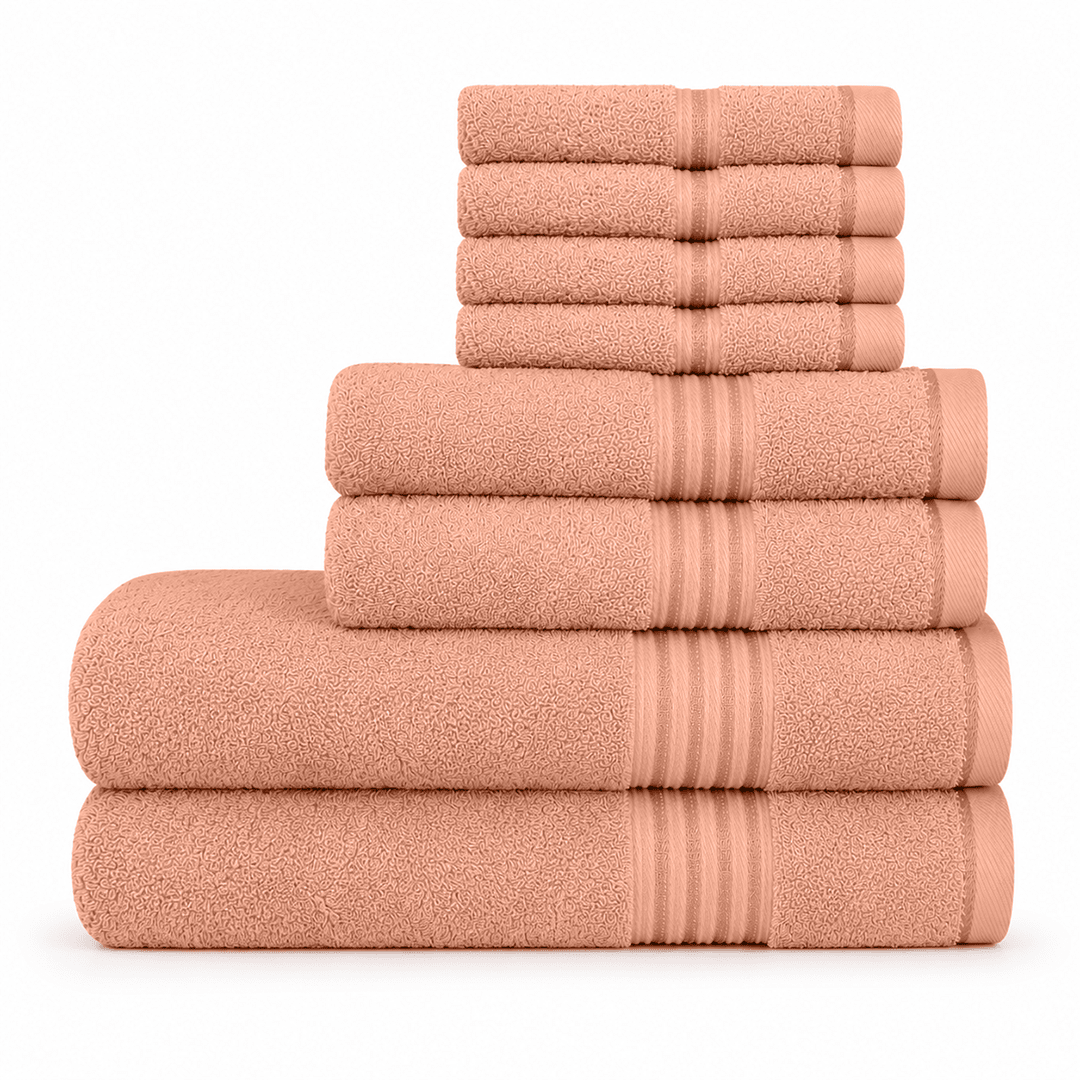 8 - Piece Luxury Cotton Towel Set – Soft, Quick - Dry & Absorbent - 8 piece Towels - Hurbane Home