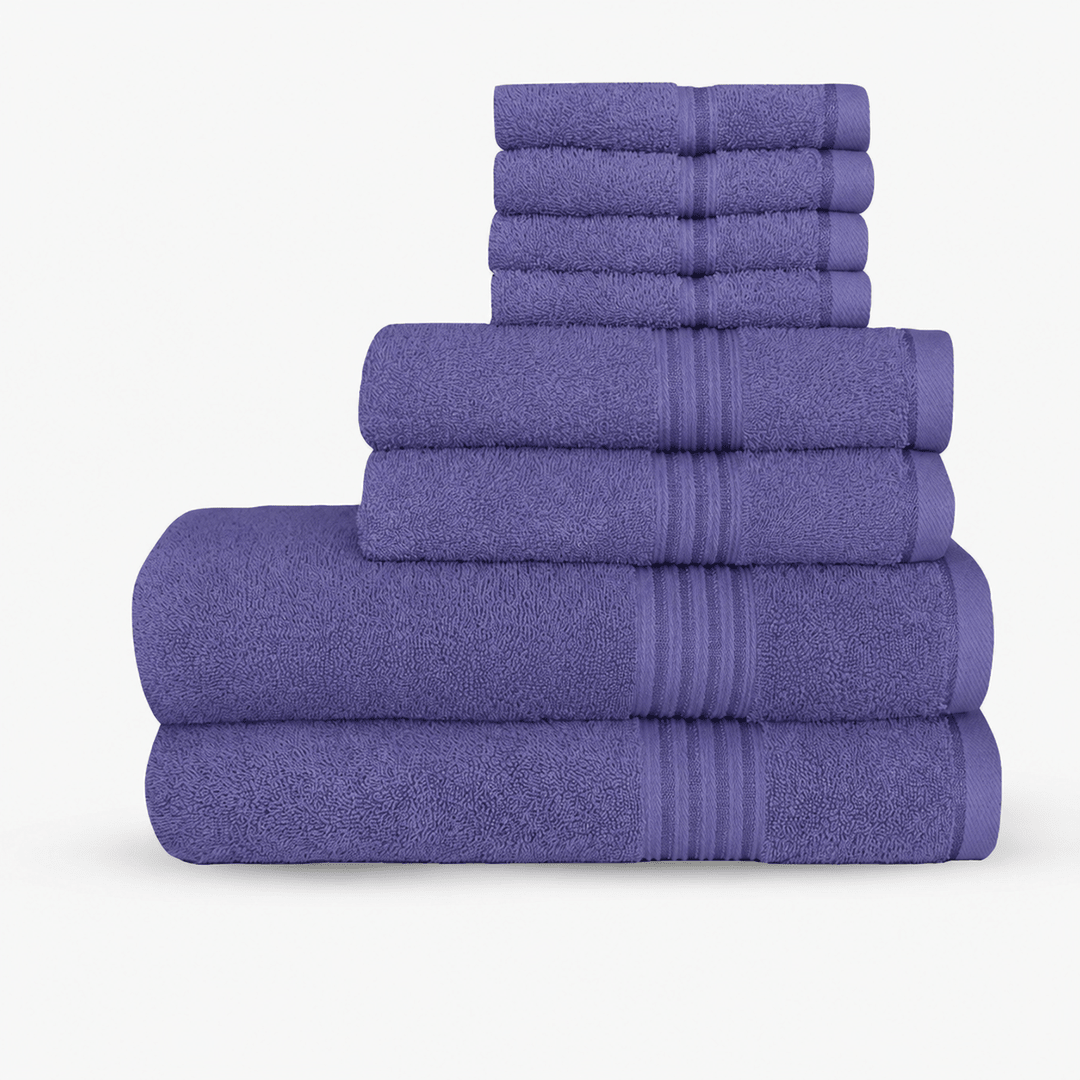 8 - Piece Luxury Cotton Towel Set – Soft, Quick - Dry & Absorbent - 8 piece Towels - Hurbane Home