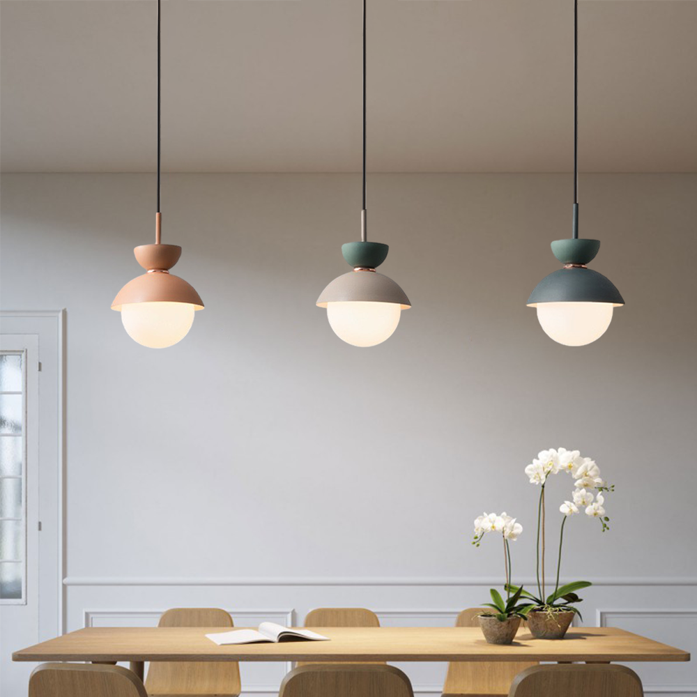 Four macaron pendant light colours shown side by side for comparison