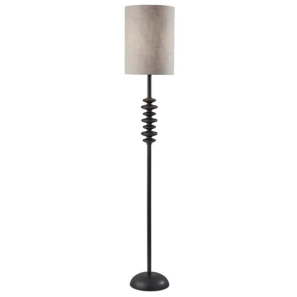 Beatrice Matte Black Floor Lamp with Textured Drum Shade