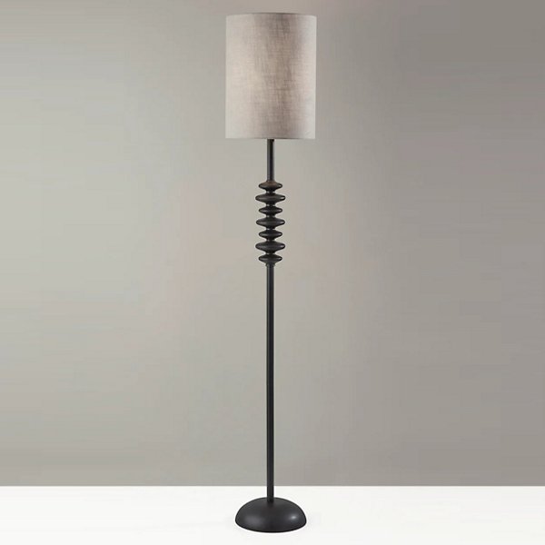 Beatrice Matte Black Floor Lamp with Textured Drum Shade