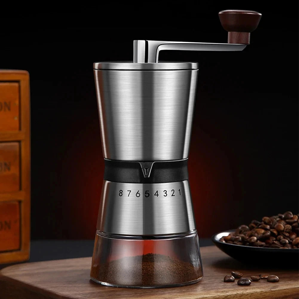 Stainless Steel Manual Coffee Grinder Adjustable Ceramic Burr Hand Mill