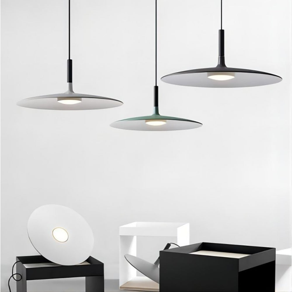 Pendant Light Flat Aluminum Shade LED Modern Minimalist Hanging Lamp