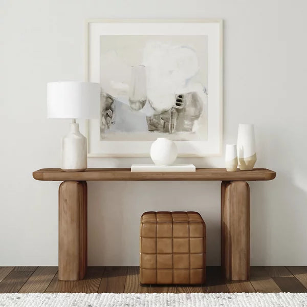 Chloe Console Table - Solid Wood Hallway Accent with Storage Shelves