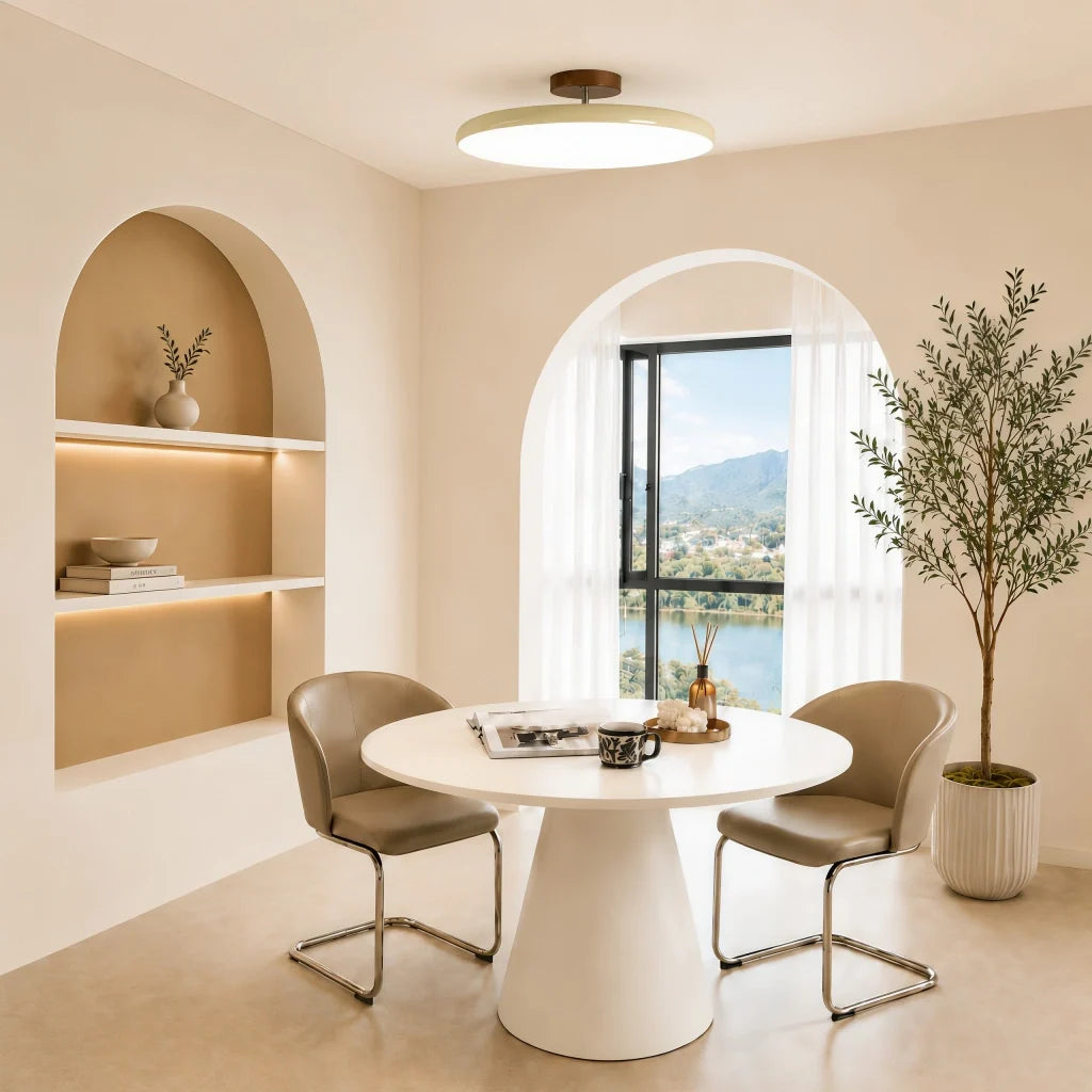 Circular ceiling light mounted on a ceiling