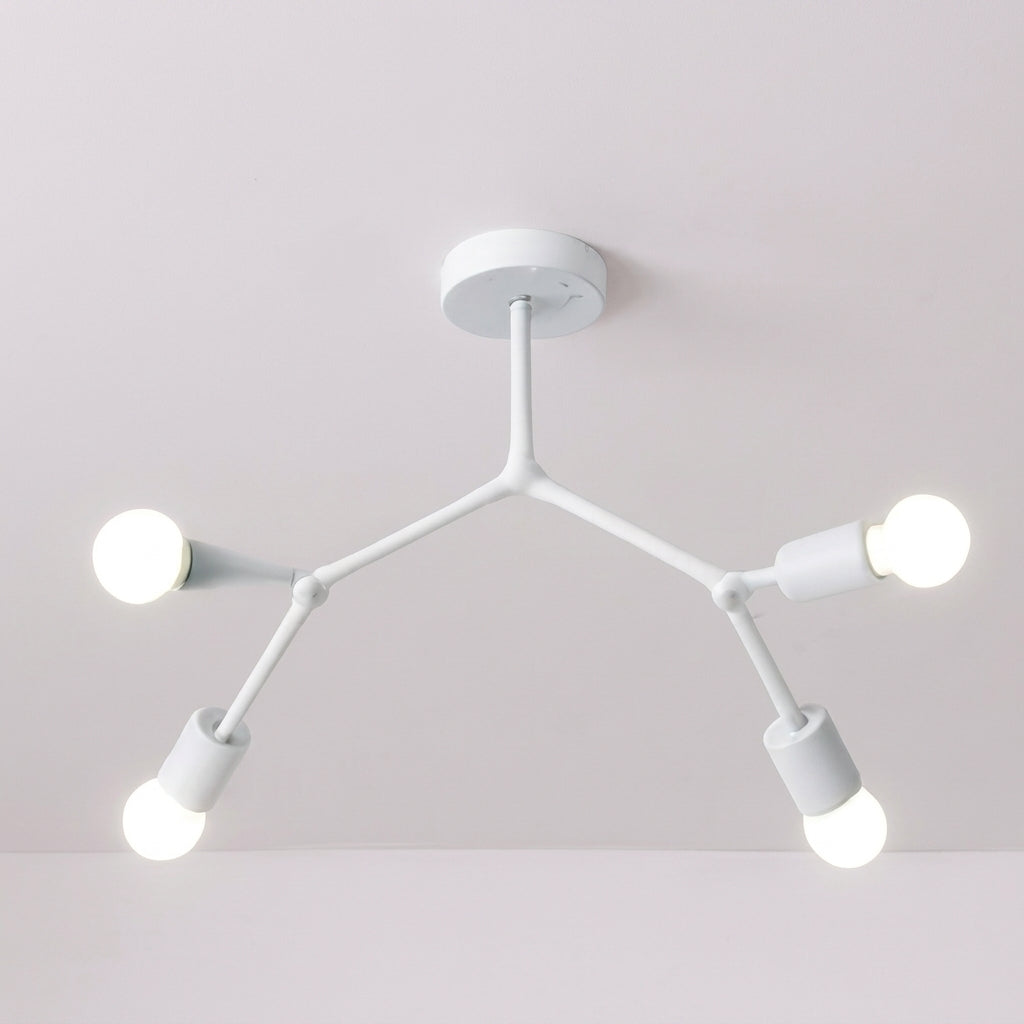 Branch Ceiling Light Molecular Iron Arms Exposed Bulbs Flush Mount