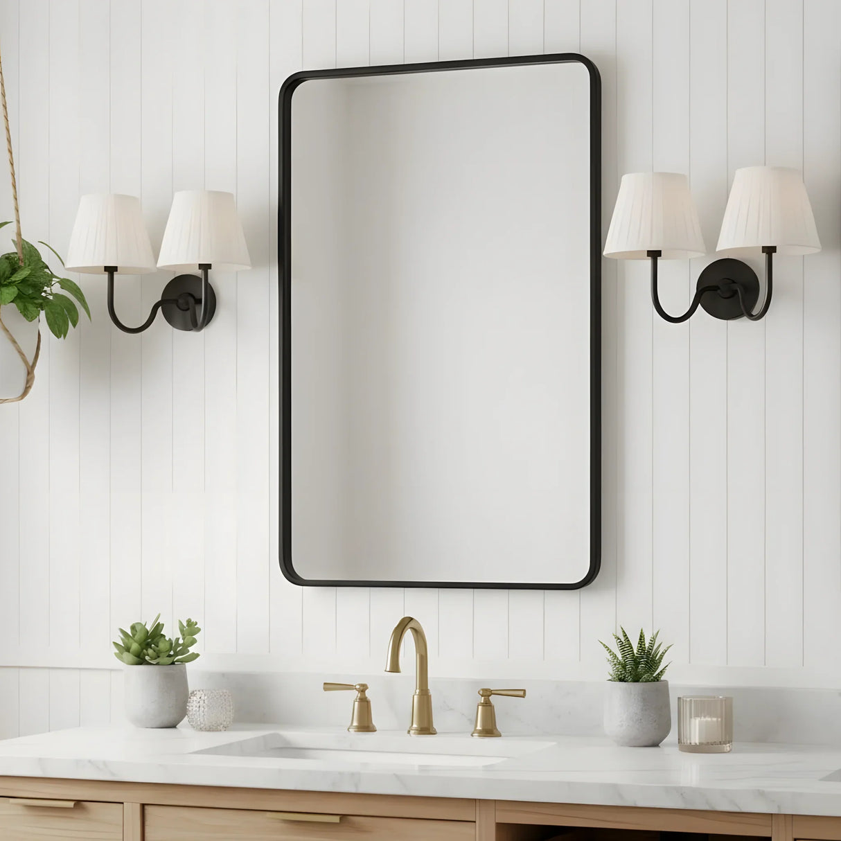 Brass-finish wall sconce with softly pleated fabric shade for indoor walls, red shade angled view 23