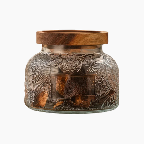 Glass Sealed Jars - Retro Crabapple Pattern Storage for Snacks and Dried Fruits
