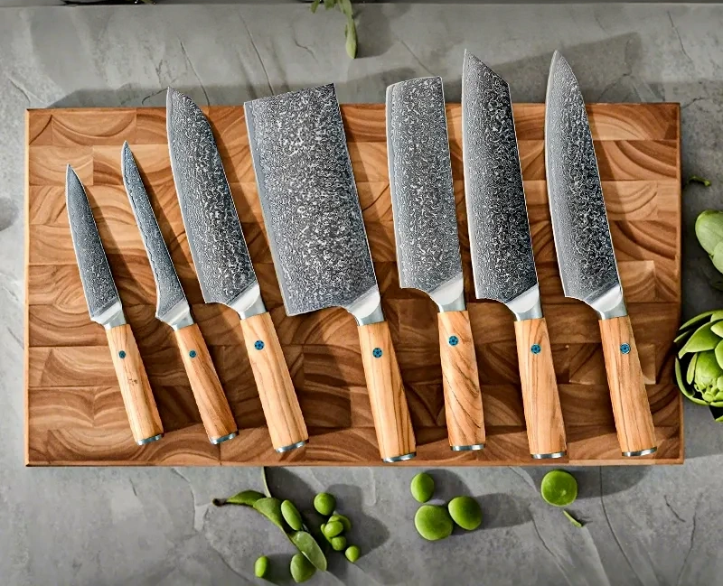 Damascus Chef Knife Set 7PCS - 67 Layer Steel Kitchen Cutlery