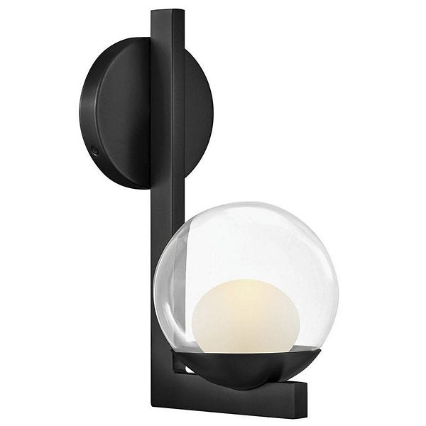 Sunni Bath Wall Sconce Steel Arm Clear Glass Globe