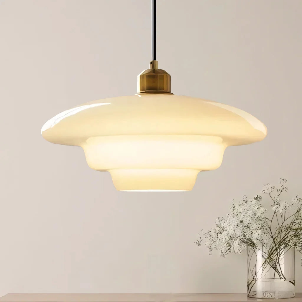 Hanna Art Deco Glass Pendant Light Modern Creamy Style Hanging Lamp