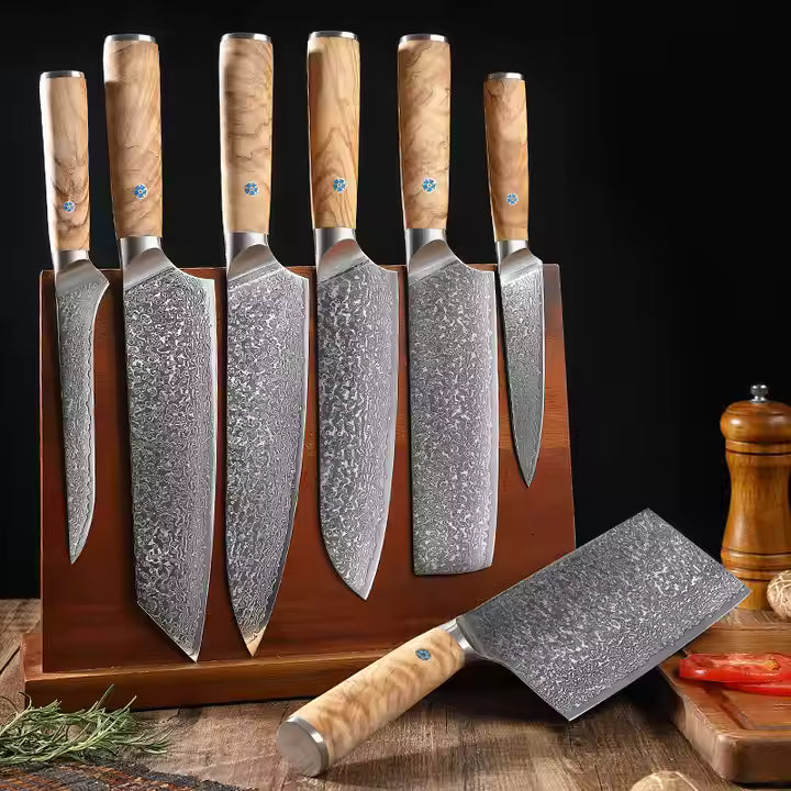 Damascus Chef Knife Set 7PCS - 67 Layer Steel Kitchen Cutlery