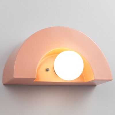 Crescent Ceramic Wall Sconce, Gloss Black with Matte White