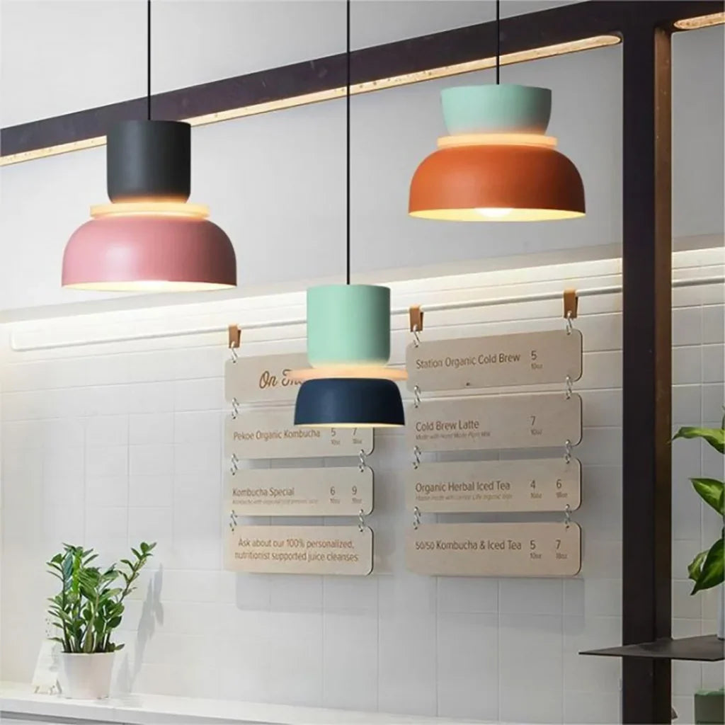 Nordic Pendant Light Acrylic Aluminum Colorful Bowl Shade E27