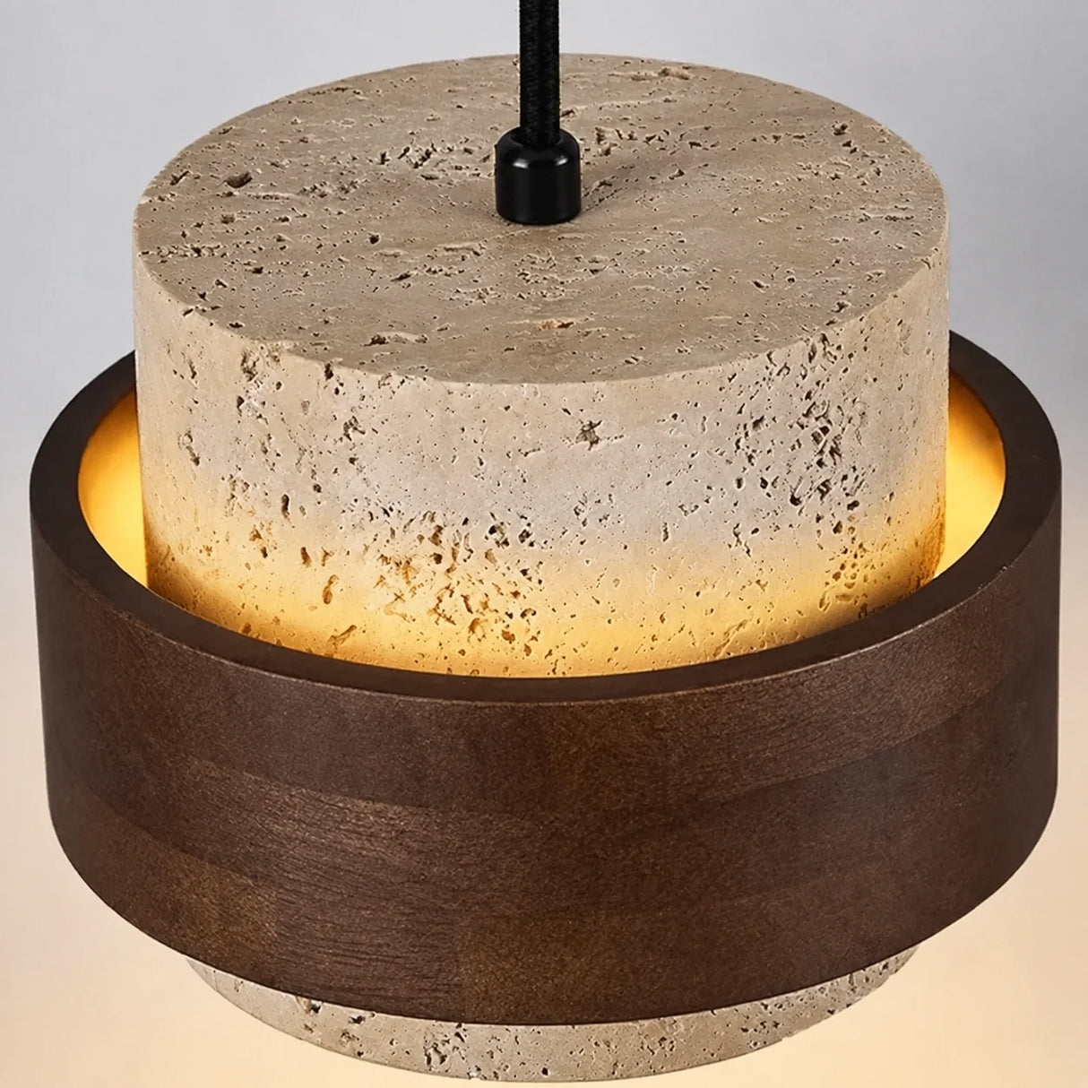 Orvina Travertine Cylinder Pendant Light Modern Japandi Minimalist