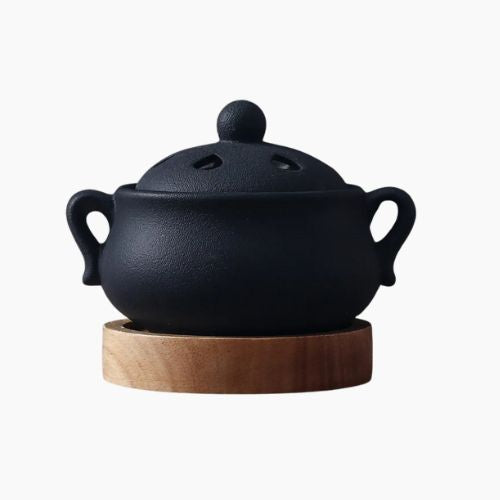 Elegant Black Ceramic Timed Electric Incense Burner 25ml
